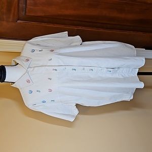 WILLOW BAY BUTTON DOWN SHIRT TOP SHORT SLEEVE 14W/16W 1X VINTAGE STRIPES